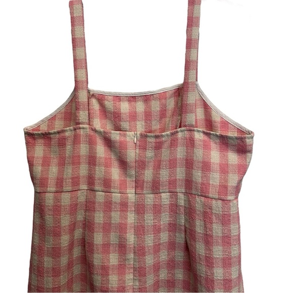 Cider Pink Gingham Square Neck Rosette Check Split Mini Dress Curve & Plus 1XL - Picture 8 of 13